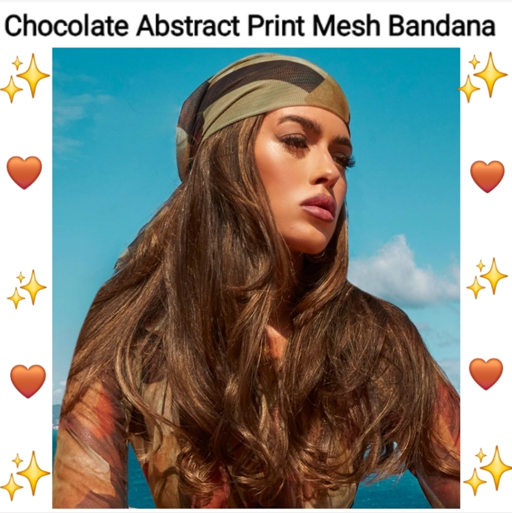 PrettyLittleThing Chocolate Abstract Mesh Bandana